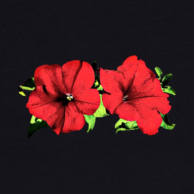 Petunias - Two Red Petunias by SusanSavad